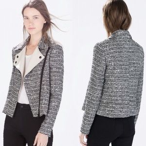 Zara tweed biker jacket